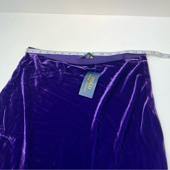 Polo Ralph Lauren Purple Velvet Womens 12 Midi to Maxi Skirt Pull-On NEW *FLAW - Picture 8 of 11
